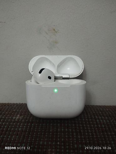 airpods 5: Беспроводные наушники-вкладыши, Apple, AirPods 4, Б/у — 1