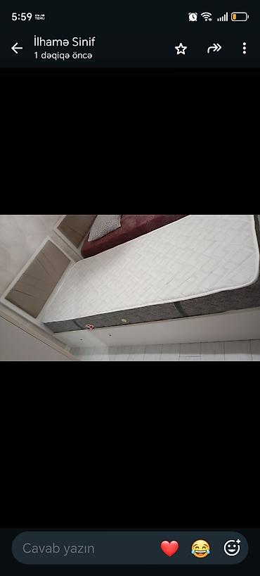 Tək nəfərlik çarpayı və döşək dəsti - Ölçü: təxmini 90x190 sm (tək