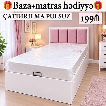 Tək nəfərlik çarpayı dəsti – baza + başlıq, matras hədiyyə