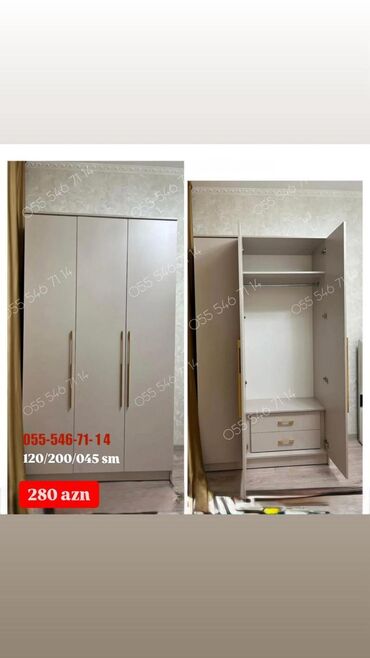 Dolablar: Yeni, 2 qapılı Düz dolab, Qarderob, paltar dolabı