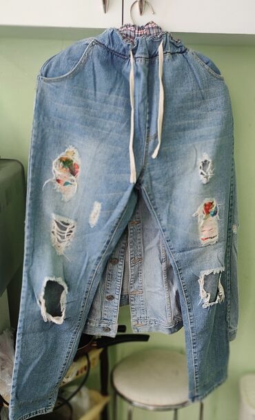 jeans salvar: Şalvarlar XL (EU 42), rəng - Göy