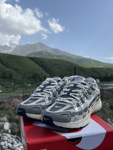 купить зимние кроссовки в бишкеке: Кроссовки Nike P-6000 в сером цвете с белыми и светло-серыми
