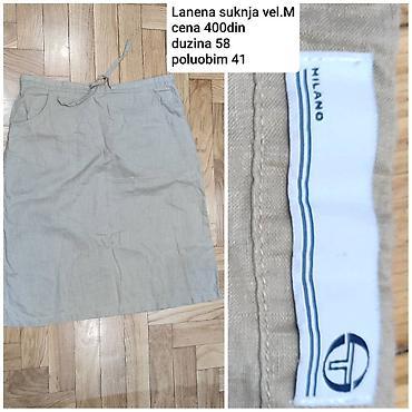 stradivarius helanke: Lanena suknja, brend Milano. - Veličina: M - Boja: svetlosiva/bež - — 1
