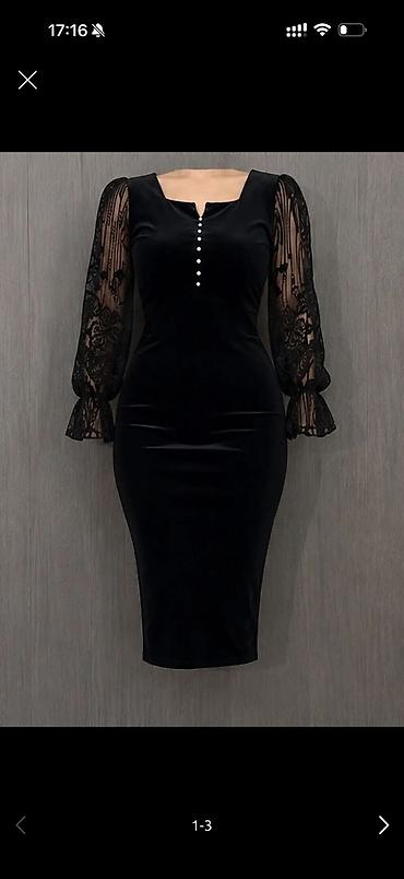 Qara məxmər kokteyl donu. L,Xl,2Xl ucun