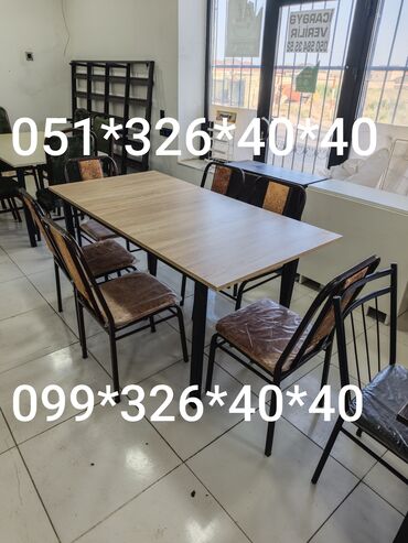 Masa və oturacaq dəstləri: Mətbəx üçün, Yeni, Açılmayan, Dördbucaq masa, 4 stul — 7