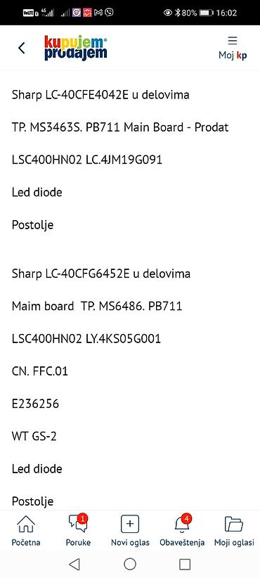 Televizori: Sharp LCD televizor, modeli LC-40CFE4042E i LC-40CFG6452E - Ekran: 40 — 9