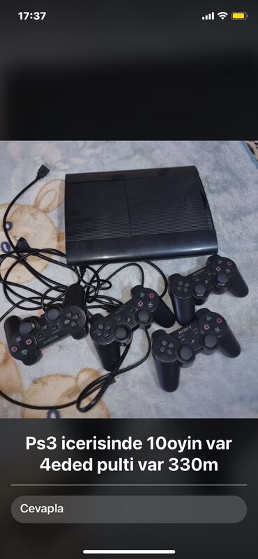 PS3 (Sony PlayStation 3): Ps 3 içərisində 10oyun var
4ədəd də pultu var 
330azn
Ünvan sumqayit