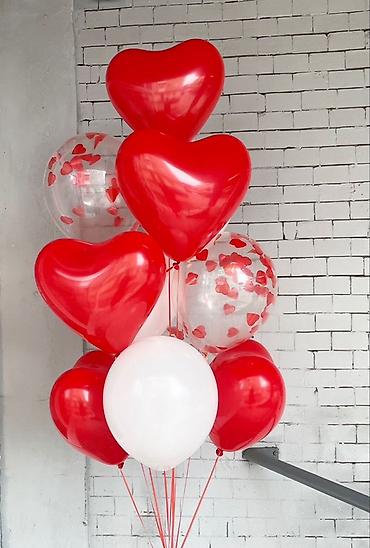 Шары: Воздушные шары «Сердца» — готовые композиции для романтического декора — 3