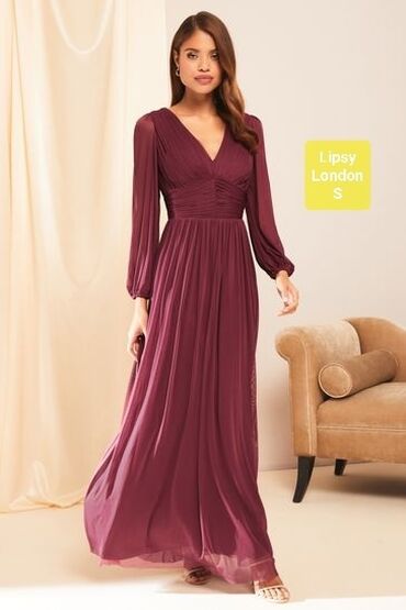 peskir haljina: S (EU 36), color - Burgundy, Evening, Long sleeves