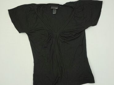 czarne t shirty damskie w serek: T-shirt, H&M, S, stan - Idealny