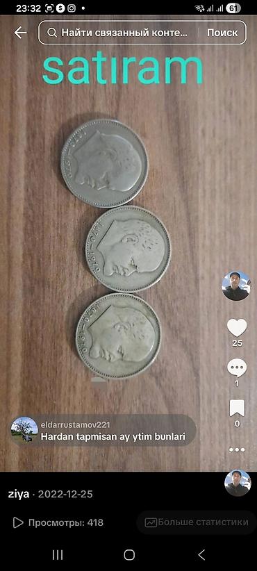 saatlar type 0: Kolleksiya üçün sikkələr dəsti - 3 ədəd köhnə Türkiyə sikkəsi - — 1