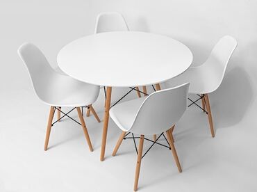 Комплекты столов и стульев: Кухонный Стол, цвет - Белый, Новый