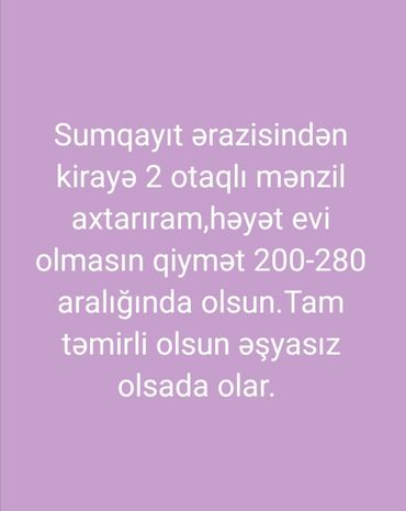 ay ərzində mənzil: Mənzil kirayələyirəm