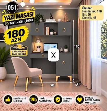 Yazı masası və üst dolablı iş guşəsi - Rəng: Tünd boz, qızılı lalafo.az -da Yazı masası və üst dolablı iş guşəsi - Rəng: Tünd boz, qızılı