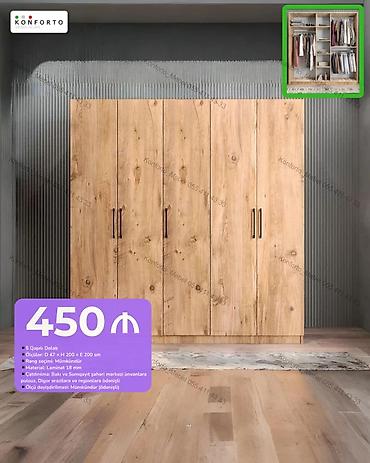 5 qapılı dolab Sadə və müasir görünüşə malik, taxta teksturalı 5