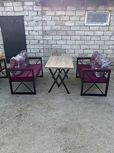 divanlat: Metall karkaslı salon/bahçe mebel dəsti - Tərkib: 2 ədəd divan (hər — 6