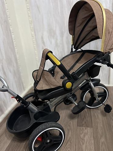 elektron velo: Uşaq üçtəkərli velosiped-araba (transformer) - Rəng: qəhvəyi-bej — 4