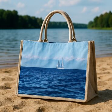 Шопперы: Сумка-шоппер с принтом парусника, плывущего по морю с видом на горы — 27