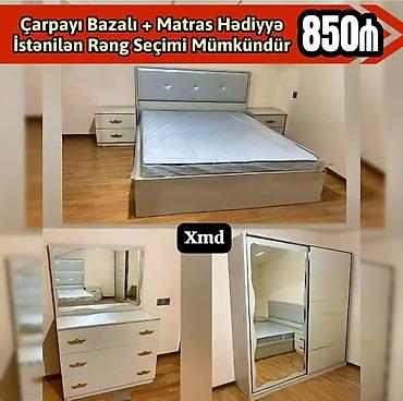 tunbucka: Yataq otağı dəsti - Çarpayı bazalı, başlıqda dekorativ düymələr - — 1