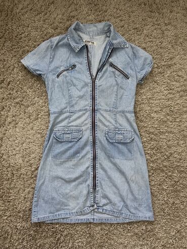 letnje teksas haljine: M (EU 38), bоја - Svetloplava, Kratkih rukava
