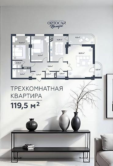 квартиры ортосай: 3 комнаты, 119 м², Орто-Сай с. Элитка, 2 этаж, ПСО (под самоотделку) — 5
