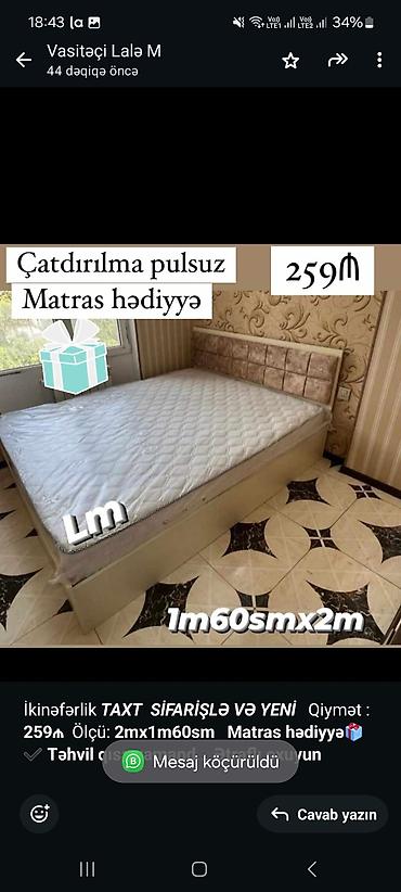 sintifon yorgan qiyməti: İkinəfərlik _*TAXT*_ _*SİFARİŞLƏ VƏ YENİ*_ Qiymət : *259₼* Ölçü — 1