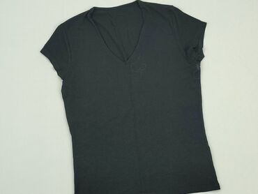 czarne t shirty w serek damskie: T-shirt, S, stan - Dobry