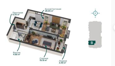 Продажа квартир: 2 комнаты, 62 м², Элитка, 10 этаж, ПСО (под самоотделку)