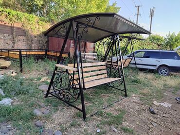 Садовые качели: Садовые качели Металл, Со спинкой, С крышей — 25