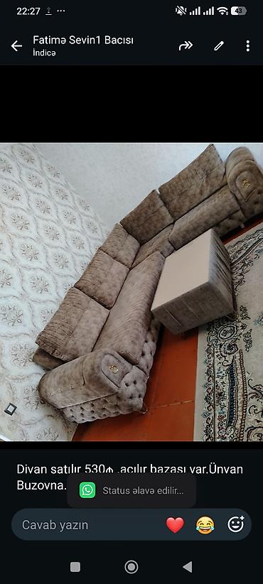 Divan satılır 530₼ .açılır bazası var.Ünvan Buzovna. 0659. Fatimə99