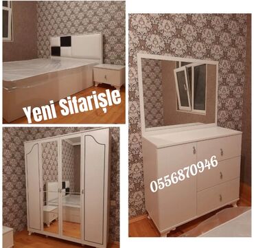 Yataq otağı dəstləri: İkinəfərlik çarpayı, Termo, 2 tumba, Dolab, Azərbaycan, Yeni — 23