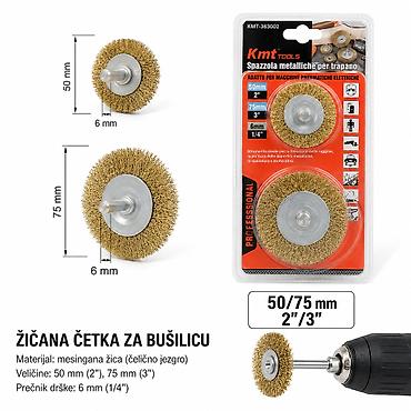 KMT Šipka u tip čelične spajalice – upletena žičana četka, set 50/75