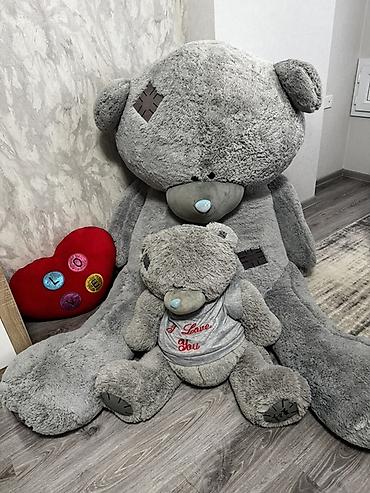 toy pudil: Böyük ölçülü boz plyuş ayı və onunla uyğun orta ölçülü ayıcıq dəsti — 1