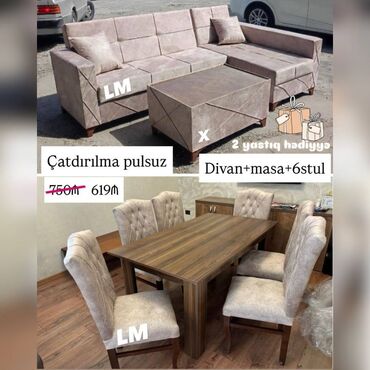Yataq otağı dəstləri: Divan+ Masa dəsti 619₼ Sifarişlə hazırlanır. Divan : 2.40x1.50 Kitab