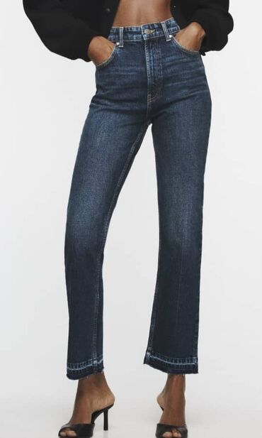 женские белые джинсы: Прямые, Zara, Высокая талия