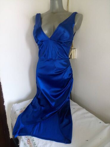 kraljevsko plava haljina i cipele: S (EU 36), bоја - Tamnoplava, Večernji, maturski, Na bretele