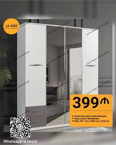 Masalar: Yeni, Açılan, 4 qapılı Düz dolab, Qarderob, paltar dolabı, Azərbaycan