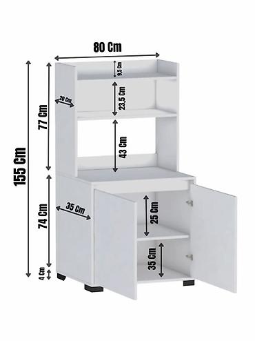 balkon skaf: Mətbəx üçün çoxfunksiyalı şkaf – rəfli və qapılı model - Ölçülər — 3