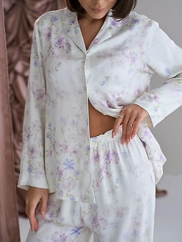 half zip: Нежная и красивая женская пижама из натуральной ткани — 5