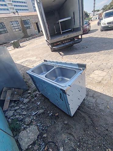 Restoran, kafe avadanlığı: Paslanmayan poladdan iki gözlü peşəkar mətbəx moydadır - Material — 1