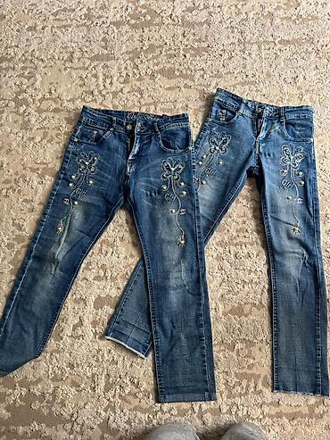 Детская одежда и обувь: Qız üçün zinətli cins şalvarlar – 2 ədəd dəst - Brend: Girlie Brand - — 1