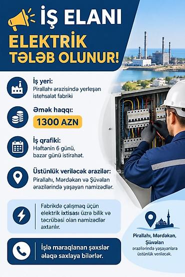 Elektrik tələb olunur, 6/1, Aylıq ödəniş