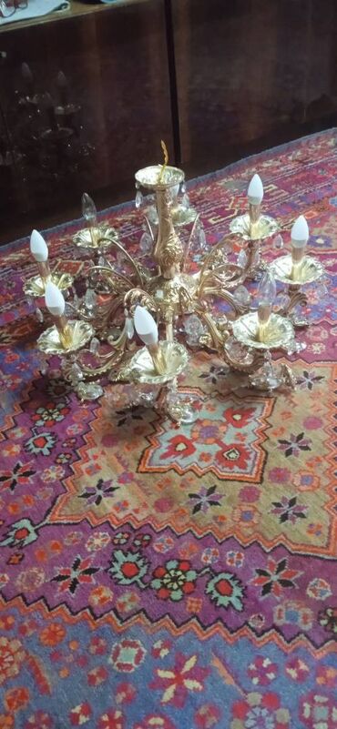 светильник ручной работы: Люстра из латуни с хрусталём (8 свечей) Роскошная латунная люстра с