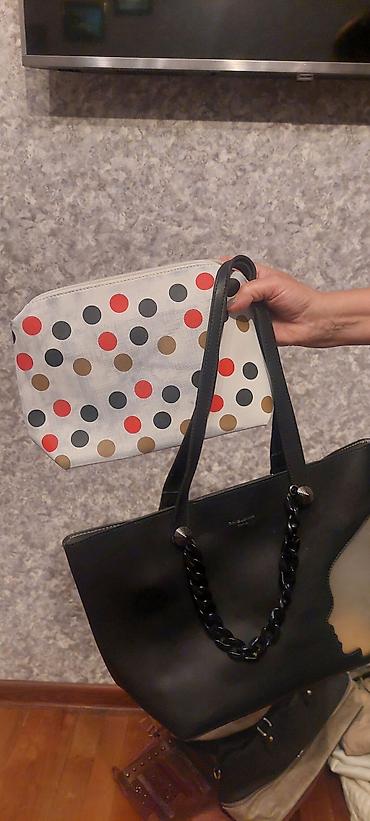 triko dest: Qadınlar üçün çanta dəsti - Stil: şık qara tote çanta + — 2