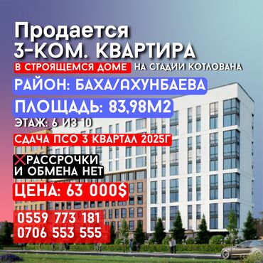 Продажа квартир: 3 комнаты, 84 м², Элитка, 6 этаж