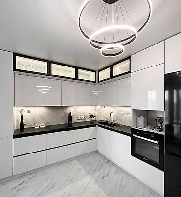 Sifarişlə mətbəx mebeli: Sifarişlə mətbəx dəsti, Özü çəkən petlələr, Mat laminat, Kredit yoxdur, Pulsuz çatdırılma — 26