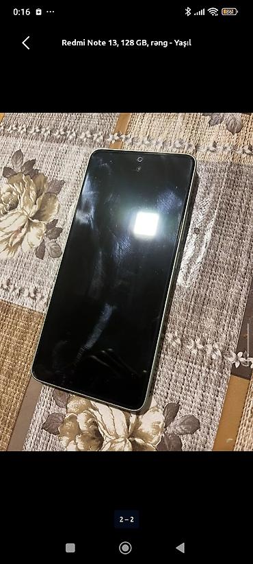 telefon gencede: Redmi Note 13, 128 GB, rəng: yaşıl Xüsusiyyətlər: - Arxa çoxsensorlu — 2