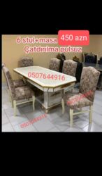 Masa və oturacaq dəstləri: Qonaq otağı üçün, Yeni, Açılmayan, Dördbucaq masa, 6 stul — 9