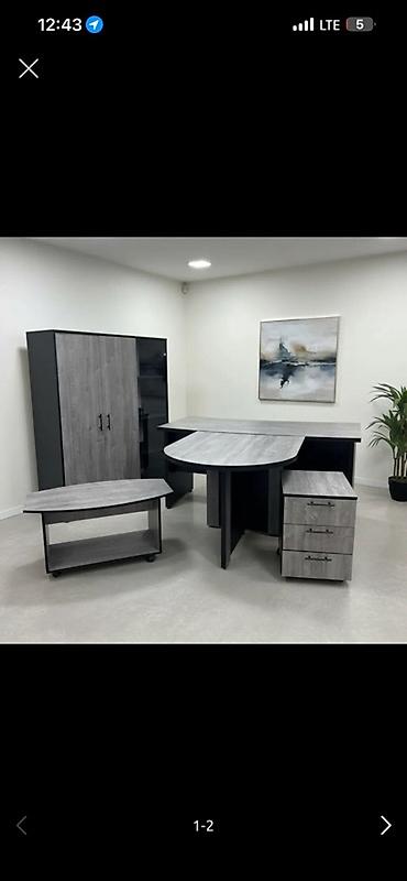 Офисные шкафы: Кабинет руководителя! Серый В комплекте: Шкаф 120x150x40 Стол — 2