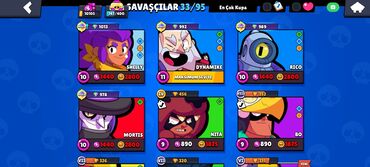 butun markalar: Brawl Stars hesabı – geniş və güclü kolleksiya - Ümumi: 33/95 döyüşçü